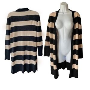 Korean Long Sleeve Knitted Striped Cardigan Sweater Womens One Size